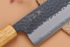 Couteau nakiri 16,5cm japonais artisanal Yuzo Black AS chêne brûlé