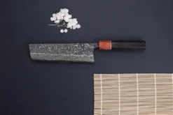 Couteau nakiri 16,5cm japonais artisanal Masashi Yamamoto SLD Kuro damas
