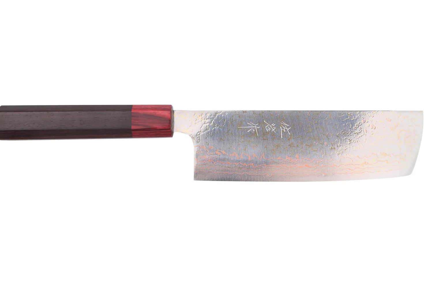 Couteau nakiri 16,5cm japonais artisanal Takeshi Saji VG10 Rainbow
