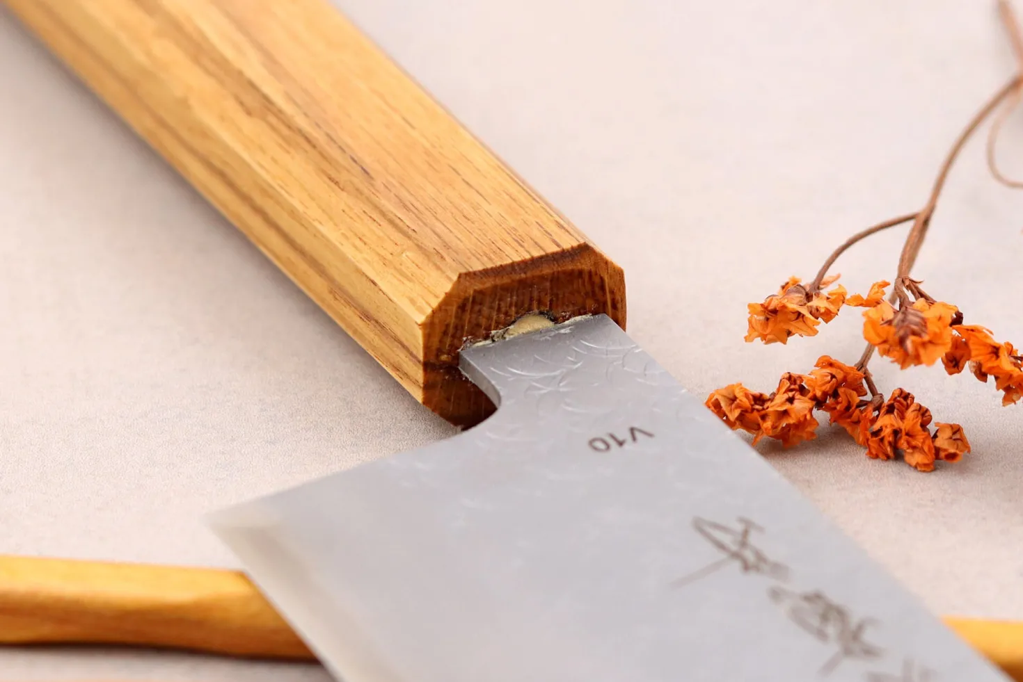 Couteau nakiri 16,5cm japonais artisanal Sakai Kikumori TS10 en chêne