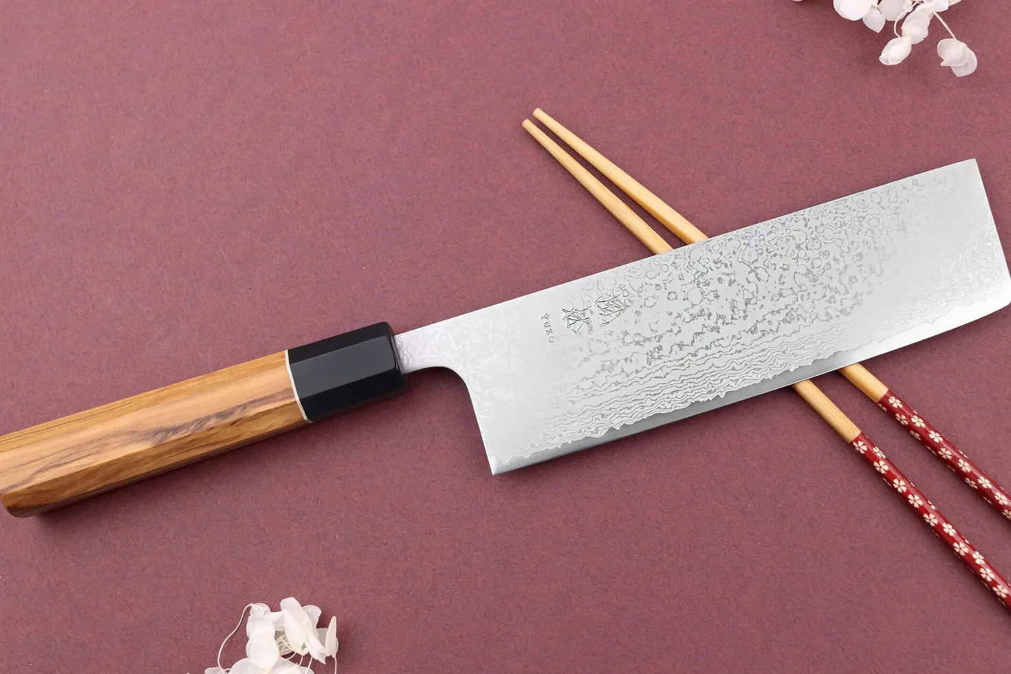 Couteau nakiri 16,5cm japonais artisanal Yuzo Damas VG10