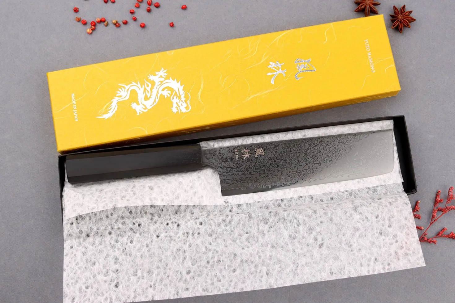 Couteau nakiri 18cm japonais artisanal Yuzo Kurogane Damas VG10