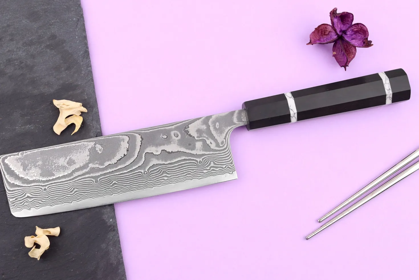 Couteau nakiri 16,5cm japonais artisanal Yuzo Kanko Damas SG2