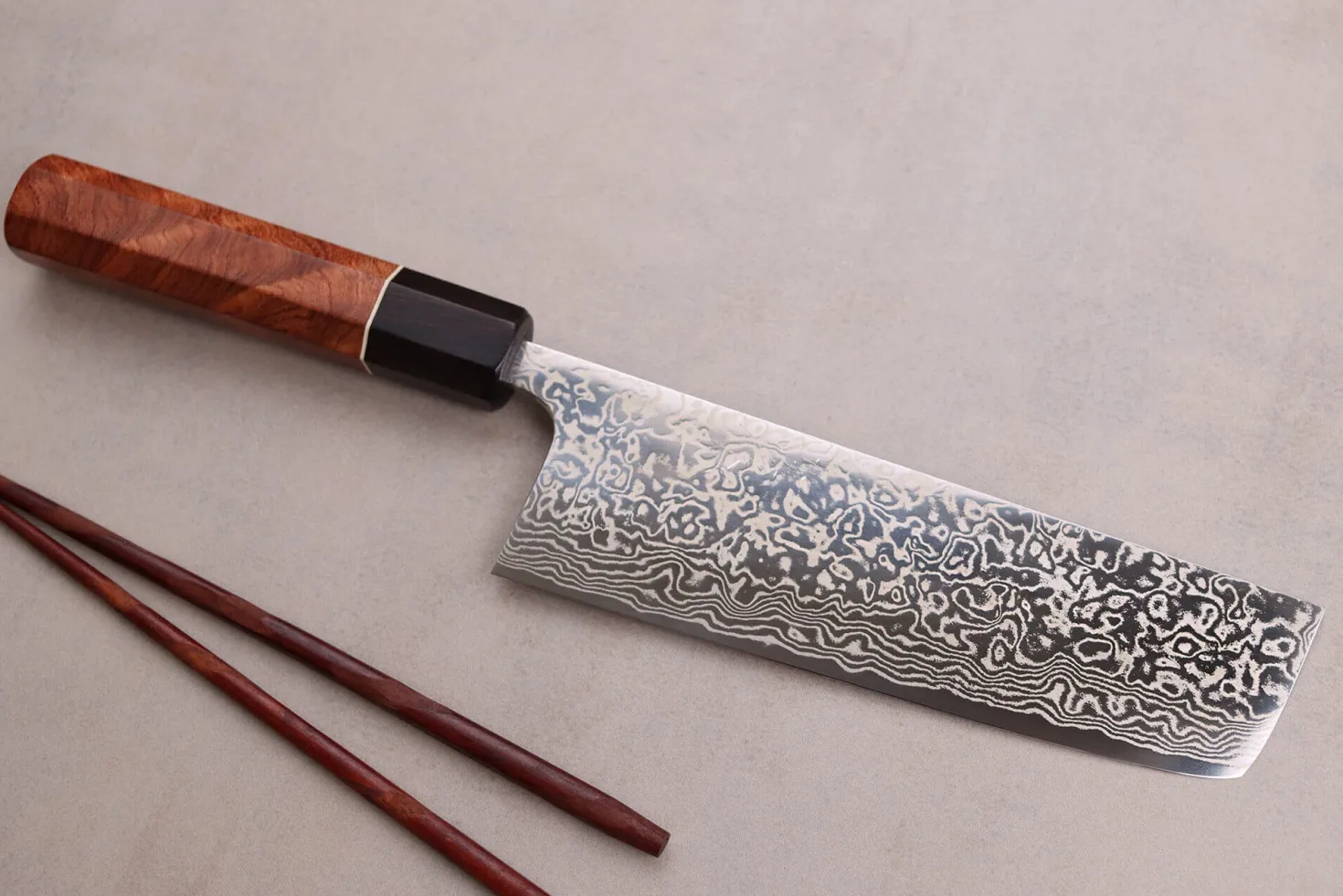 Couteau nakiri 16,5cm japonais artisanal Masashi Yamamoto SLD damas