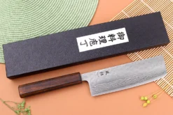 Couteau nakiri 16,5cm japonais artisanal Yuzo Enju Damas 440C