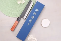 Couteau nakiri 16,5cm japonais artisanal Masashi Yamamoto BS1 Black Nashiji