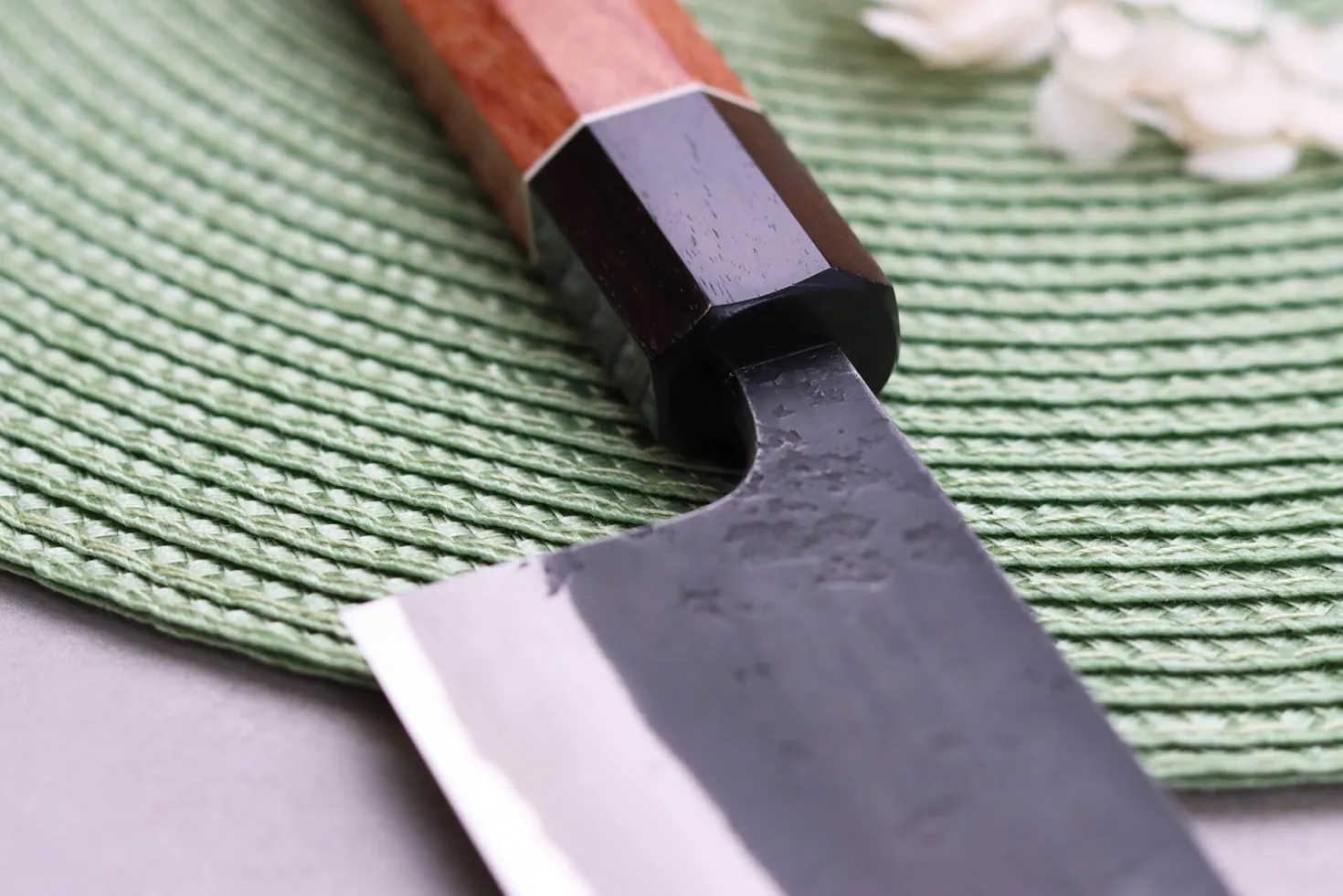 Couteau nakiri 16,5cm japonais artisanal Masashi Yamamoto BS1 Black Nashiji