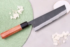 Couteau nakiri 16,5cm japonais artisanal Masashi Yamamoto BS1 Black Nashiji