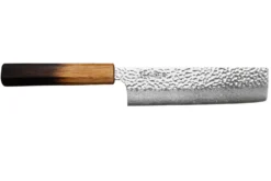 Couteau nakiri 17cm japonais artisanal Wusaki Yaketa VG10 damas chêne brûlé