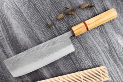 Couteau nakiri 16,5cm japonais artisanal Yuzo SLD olivier et sequoia