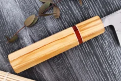 Couteau nakiri 16,5cm japonais artisanal Yuzo SLD olivier et sequoia