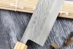 Couteau nakiri 16,5cm japonais artisanal Yuzo SLD olivier et sequoia