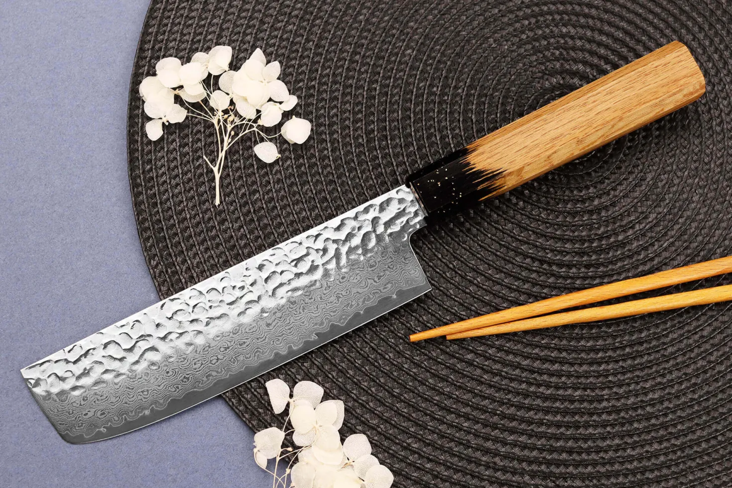 Couteau nakiri 16cm japonais Sakai Takayuki Kashi Urushi VG10 damas