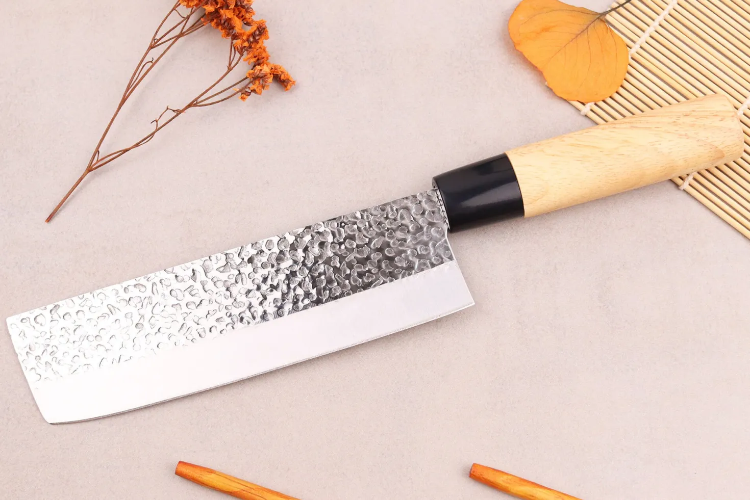 Couteau nakiri 17cm japonais Satake Cutlery Tsuchime en magnolia