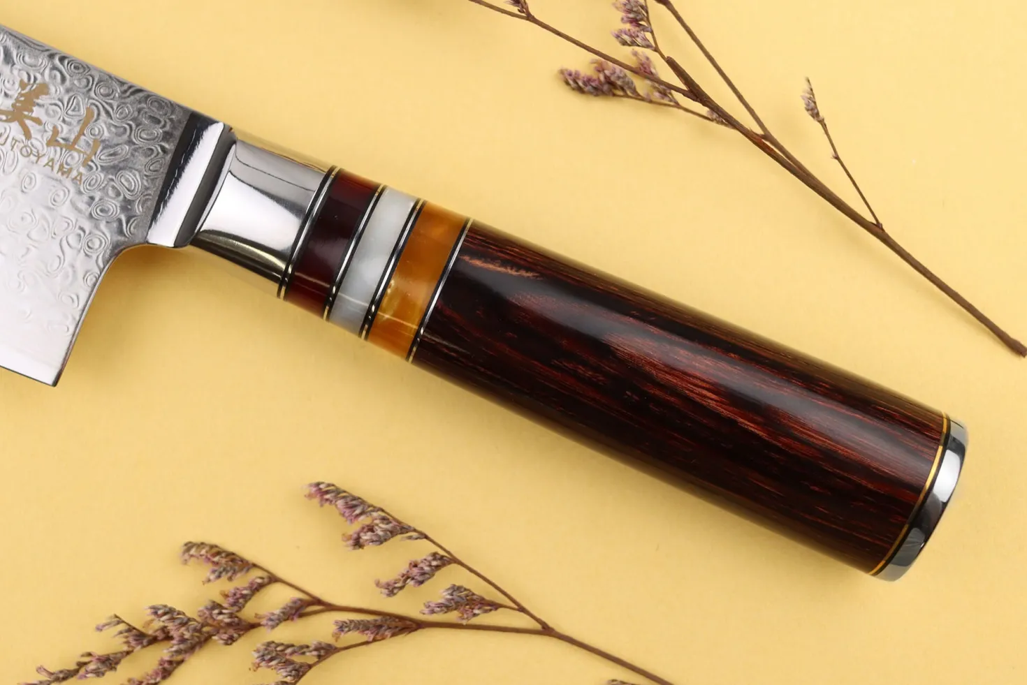Couteau nakiri 17cm Kutoyama damas pakka rainbow
