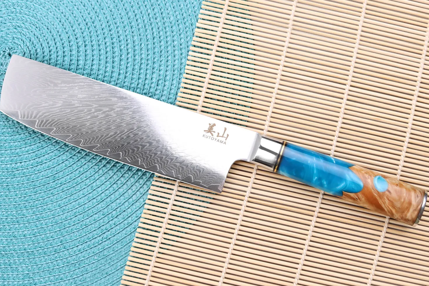 Couteau nakiri 17cm Kutoyama damas Azur