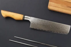 Couteau nakiri 18cm Ryda Knives ST650 Damas et manche en olivier