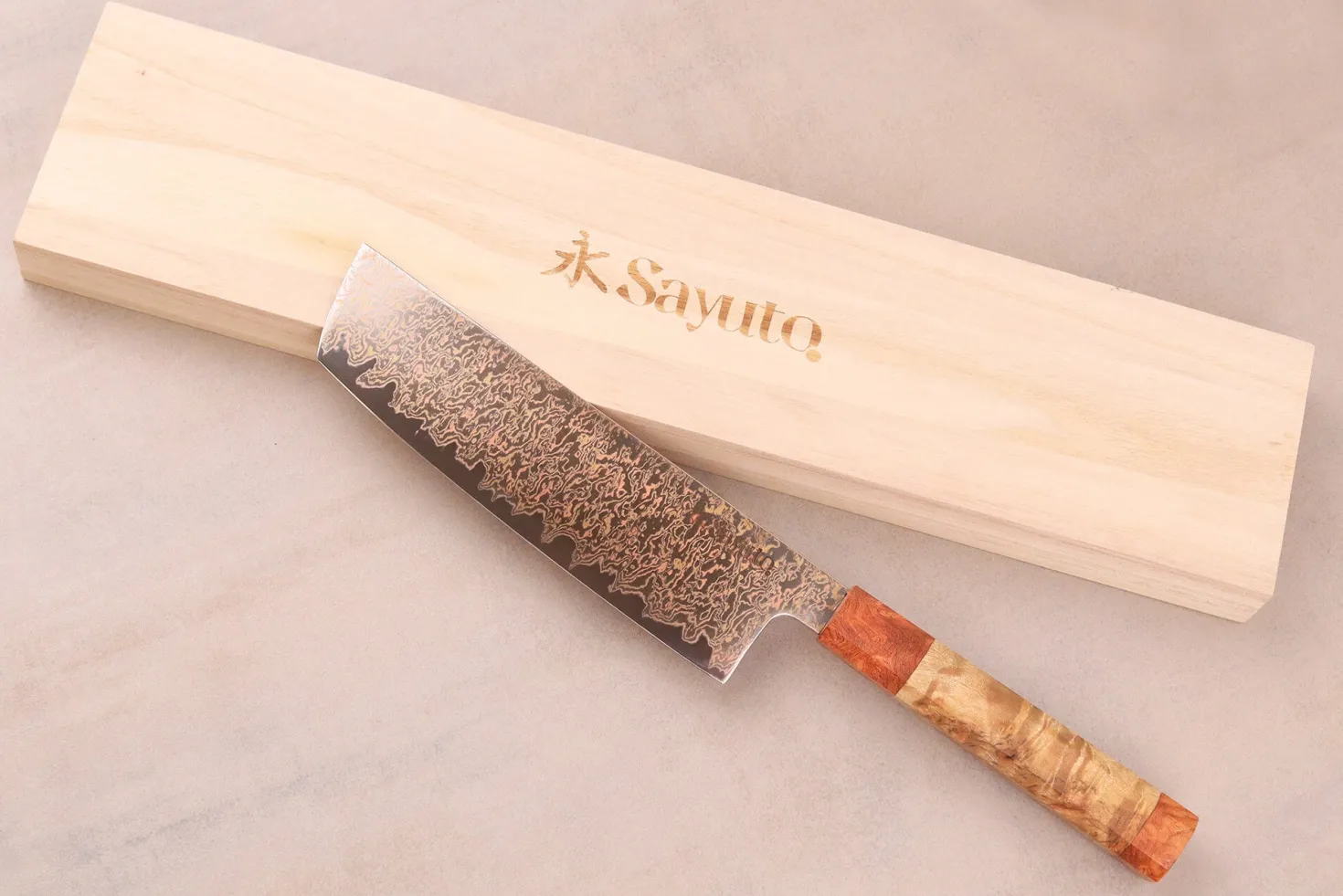 Couteau nakiri 17cm Sayuto Érable Damas 12Cr