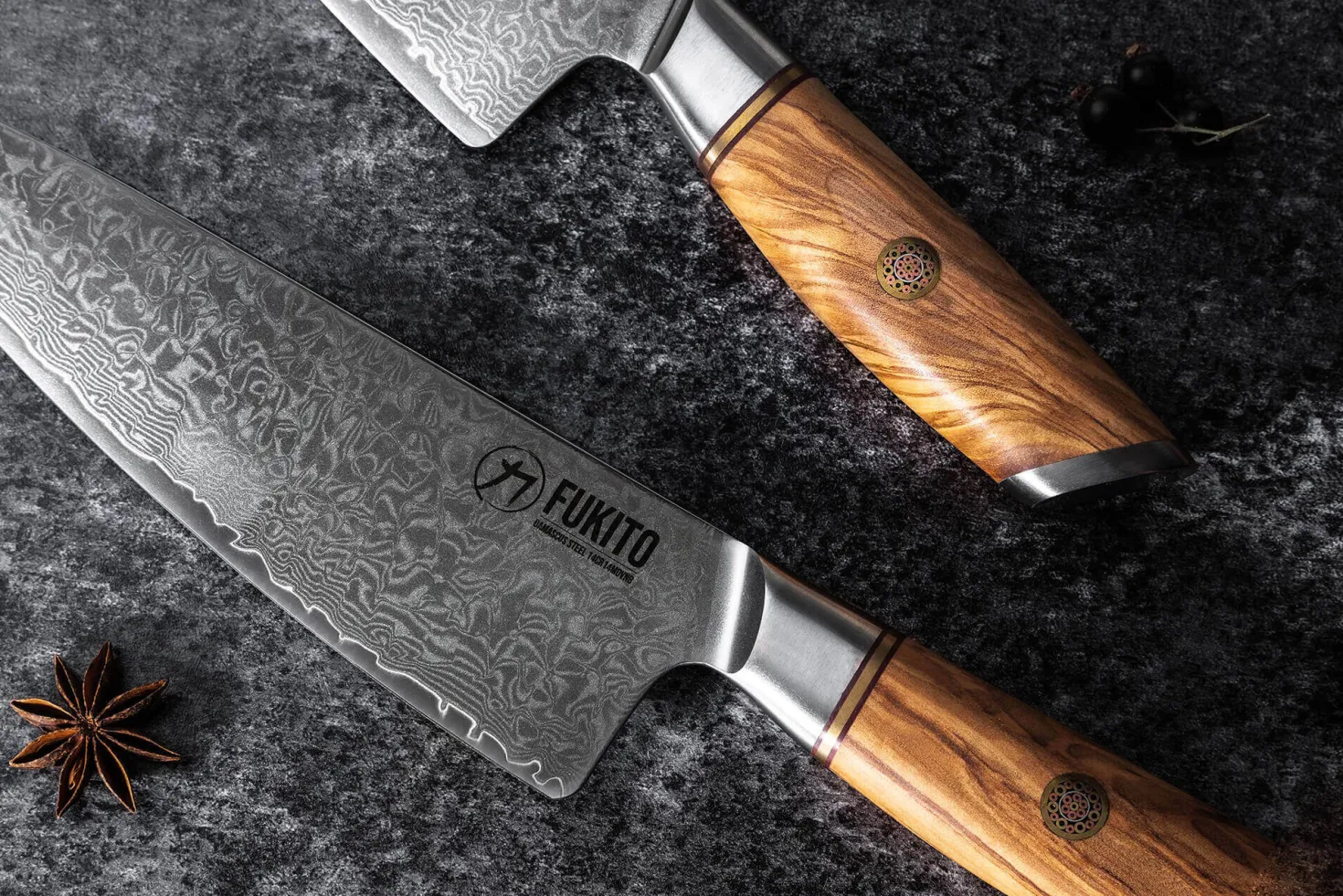 Couteau nakiri Fukito Olive Damas 14Cr 17cm