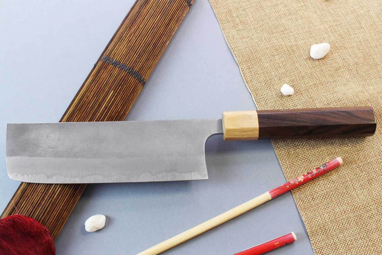 Couteau nakiri japonais artisanal Yoshimi Kato AS Nashiji 16,5cm