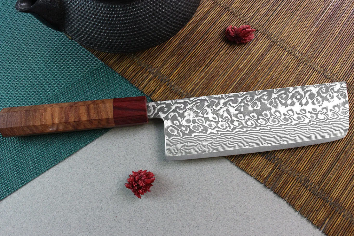 Couteau nakiri japonais artisanal Yoshimi Kato 16.5cm SG2 Damascus