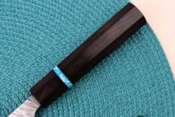 Couteau nakiri japonais artisanal Yu Kurosaki Fujin 16,5cm SG2 turquoise