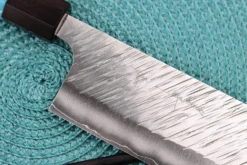 Couteau nakiri japonais artisanal Yu Kurosaki Fujin 16,5cm SG2 turquoise