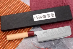 Couteau nakiri japonais artisanal Tsunehisa Aogami Super martelé 16,5cm