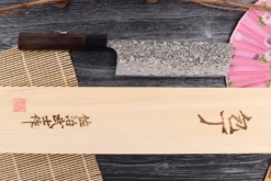 Couteau nakiri japonais artisanal Takeshi Saji R2 Nickel Damas 16,5cm