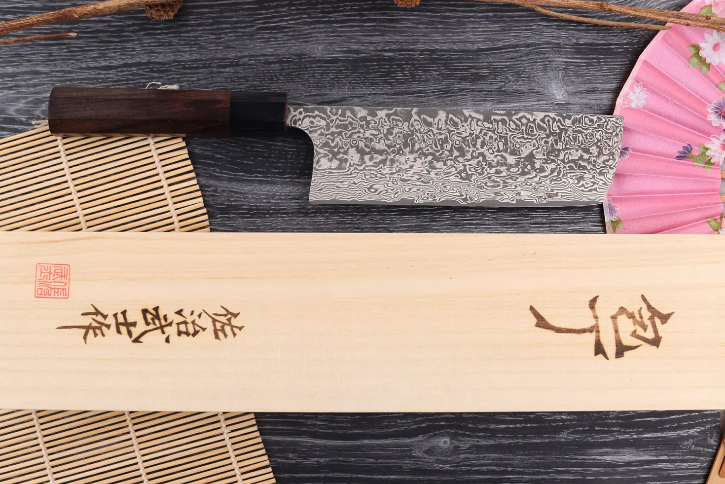 Couteau nakiri japonais artisanal Takeshi Saji R2 Nickel Damas 16,5cm
