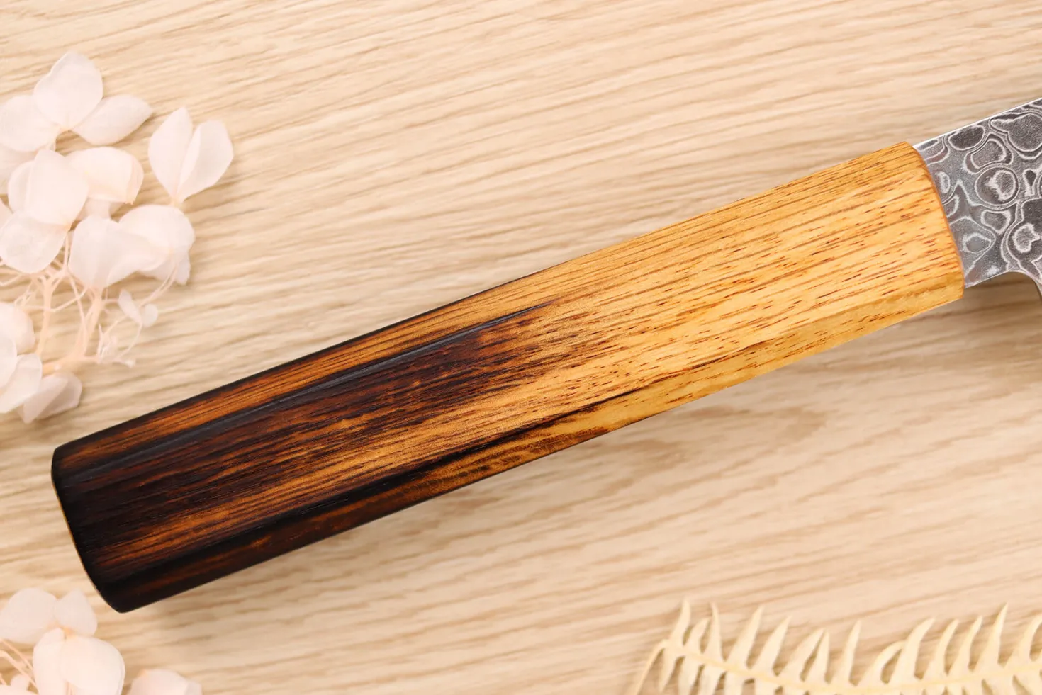 Couteau nakiri japonais artisanal Yoshihiro ZAD lame damassée 16cm