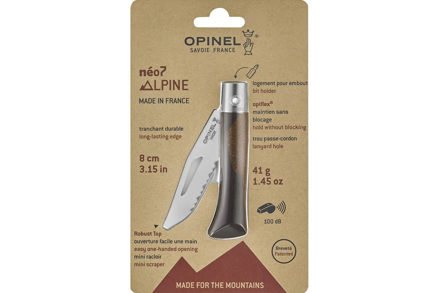 Couteau Opinel Néo7 Alpine brun noir