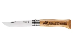 Couteau Opinel Tradition Gravures Animalia n°8 lame 8,5cm manche 11cm chêne décor cerf