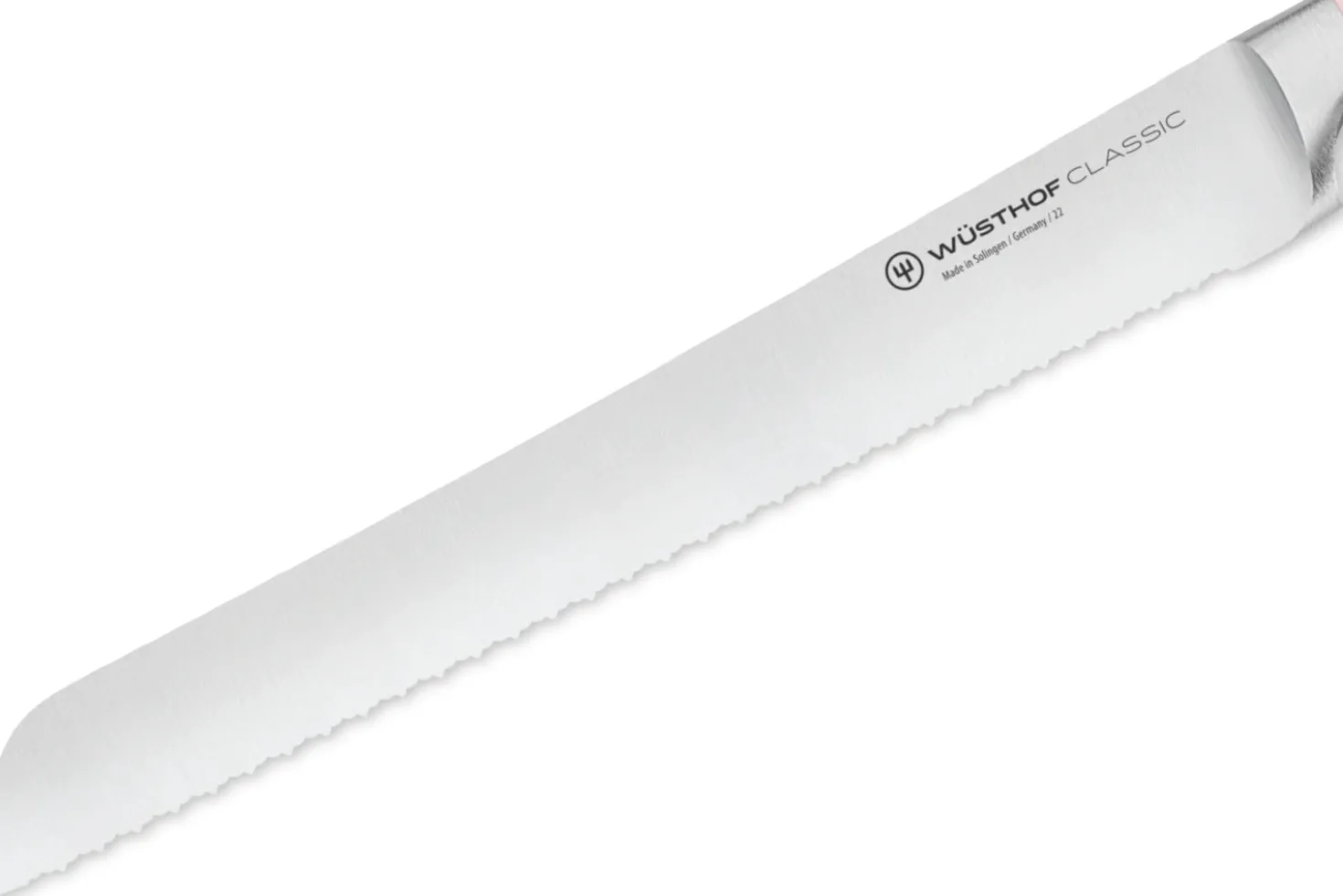 Couteau à pain Wusthof Classic Colour Pink Himalayan Salt forgé lame micro-dentelée 23cm