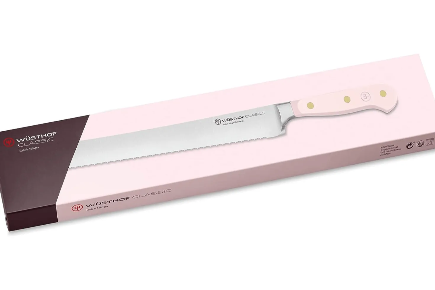 Couteau à pain Wusthof Classic Colour Pink Himalayan Salt forgé lame micro-dentelée 23cm