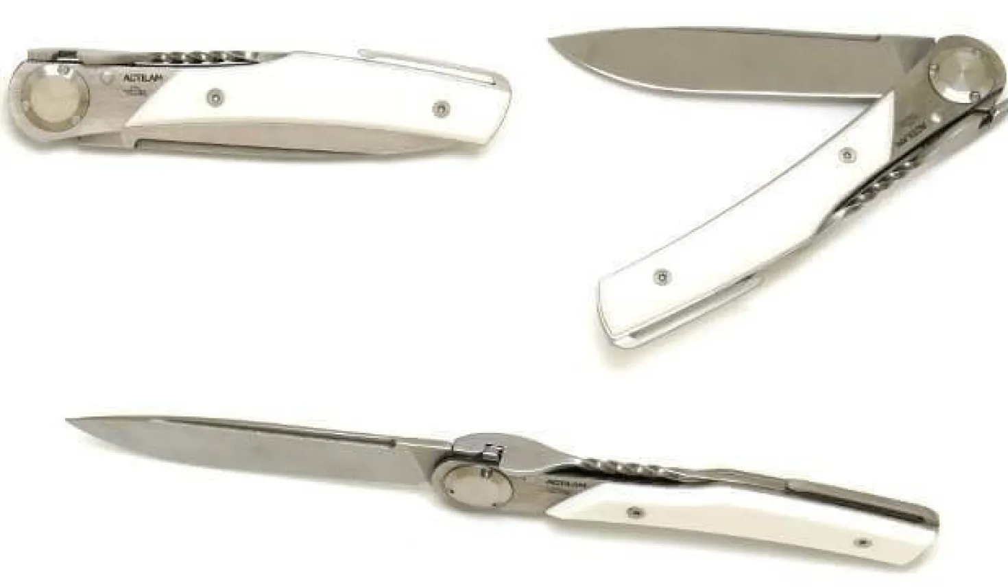 Couteau pliant Actilam T3 lame forgée manche corian blanc 11cm