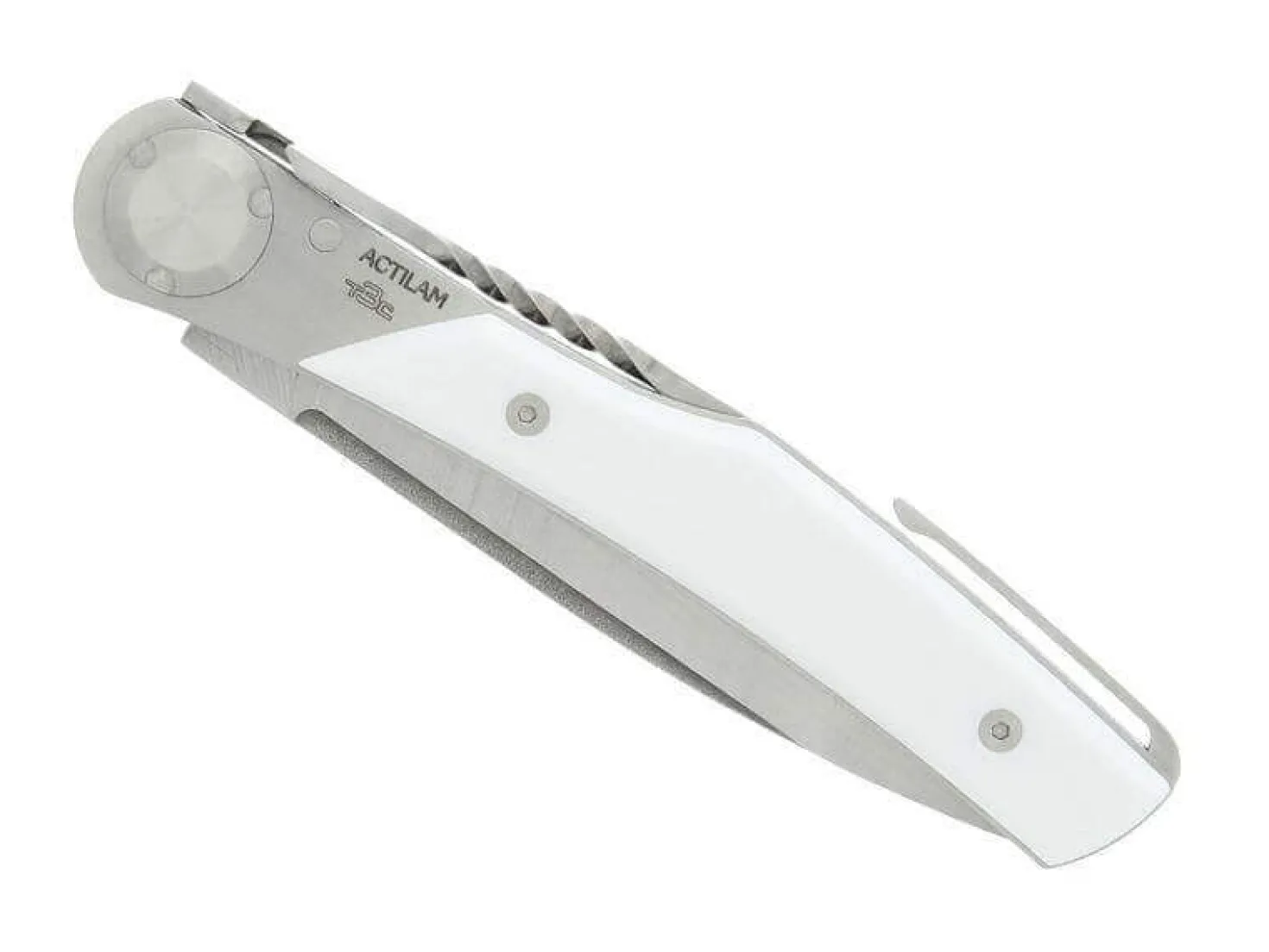 Couteau pliant Actilam T3 lame forgée manche corian blanc 11cm