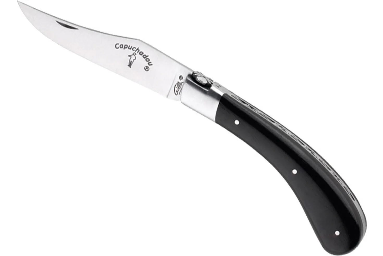 Couteau pliant artisanal Capuchadou acier sandvik manche bois d'ébène 12cm