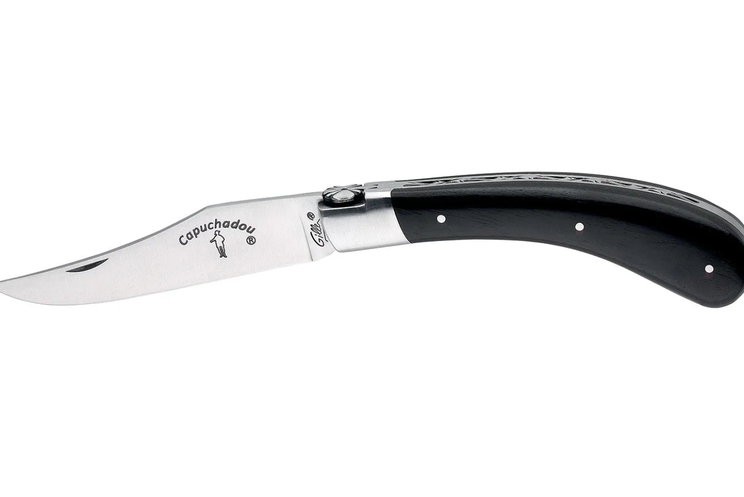 Couteau pliant artisanal Capuchadou acier sandvik manche bois d'ébène 12cm