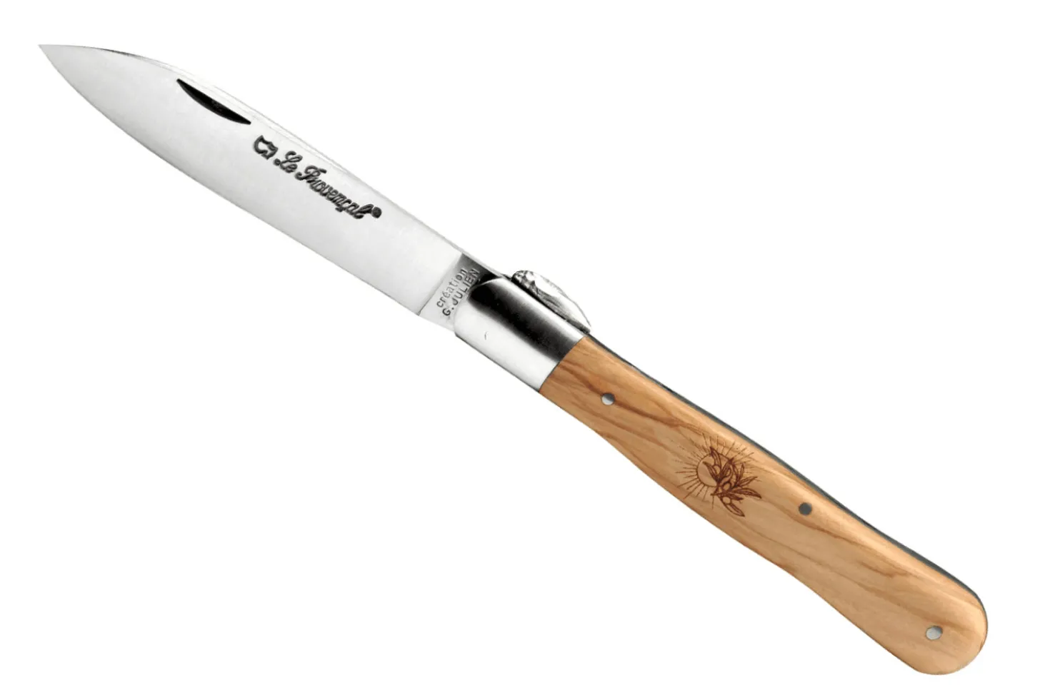 Couteau pliant Au Sabot Le Provençal acier Sandvik manche olivier 12cm