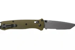 Couteau pliant Benchmade Bailout 537SGY-1 lame semi-dentée manche aluminium anodisé vert 11cm avec brise-vitre