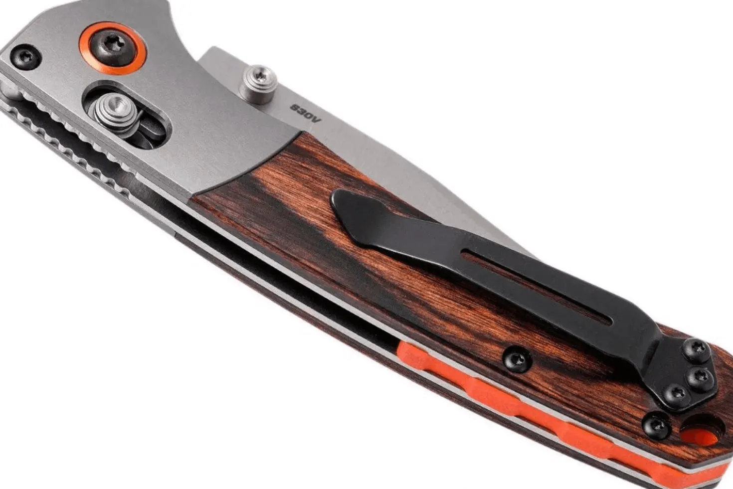 Couteau pliant Benchmade Mini Crooked River 15085-2 manche bois stabilisé 11cm