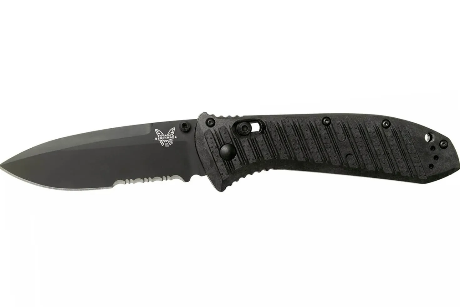 Couteau pliant Benchmade Presidio II 570SBK-1 lame noire semi-dentée 9,5cm avec clip de poche