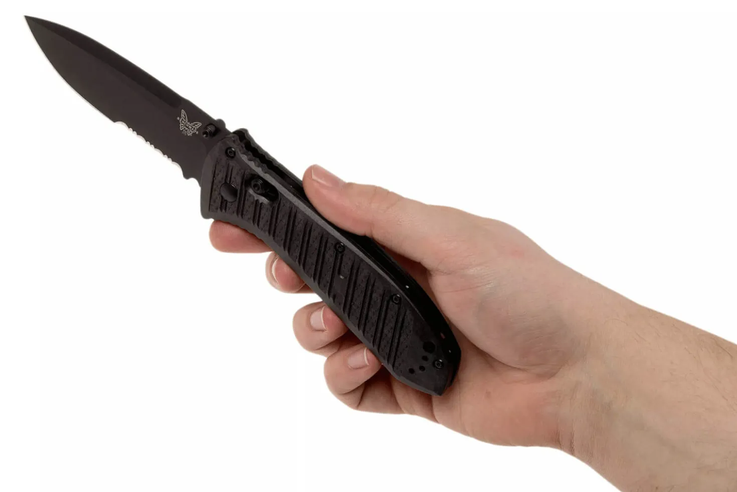 Couteau pliant Benchmade Presidio II 570SBK-1 lame noire semi-dentée 9,5cm avec clip de poche