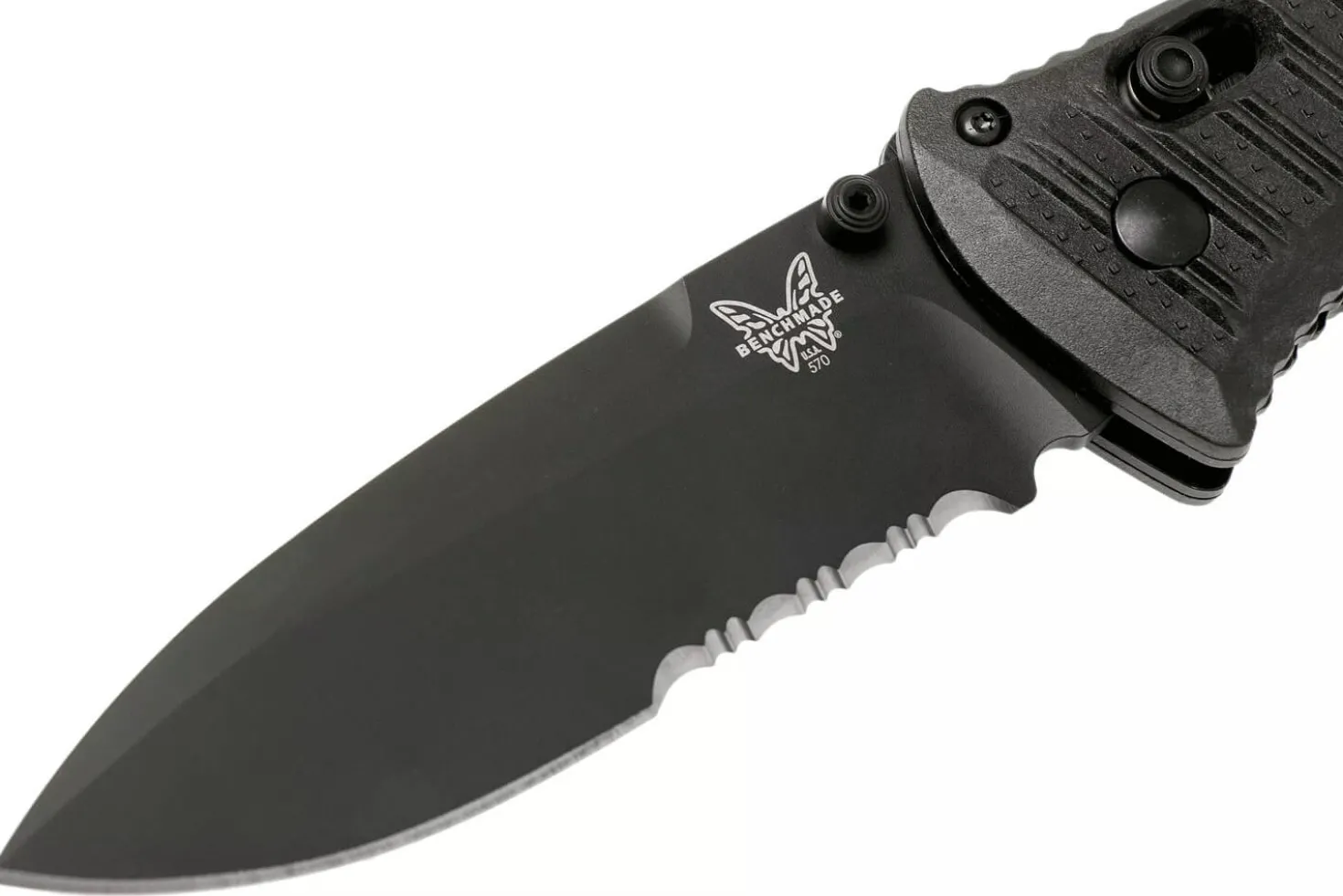 Couteau pliant Benchmade Presidio II 570SBK-1 lame noire semi-dentée 9,5cm avec clip de poche