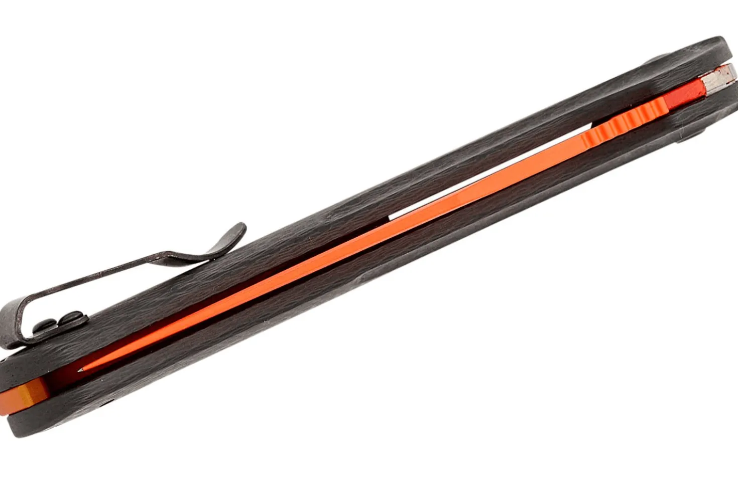 Couteau pliant Benchmade Taggedout 15535OR-01 lame orange manche fibre de carbone noir 11,7cm