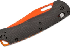 Couteau pliant Benchmade Taggedout 15535OR-01 lame orange manche fibre de carbone noir 11,7cm