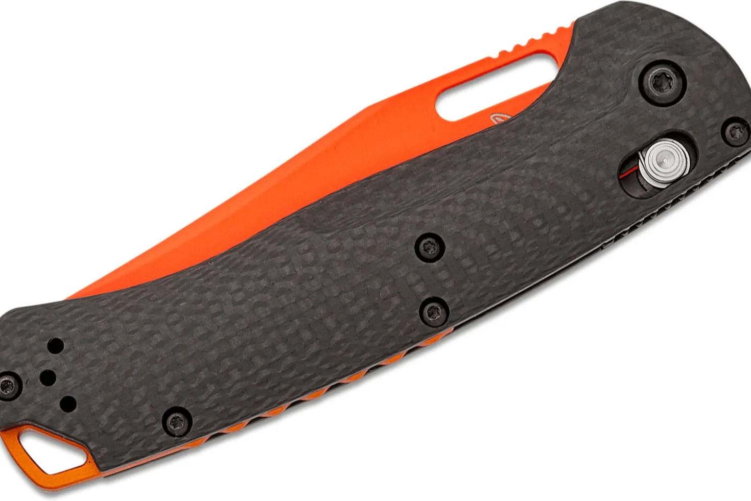 Couteau pliant Benchmade Taggedout 15535OR-01 lame orange manche fibre de carbone noir 11,7cm