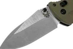 Couteau pliant Benchmade Turret Black 980SBK lame noire semi-dentée manche G10 vert olive 12cm