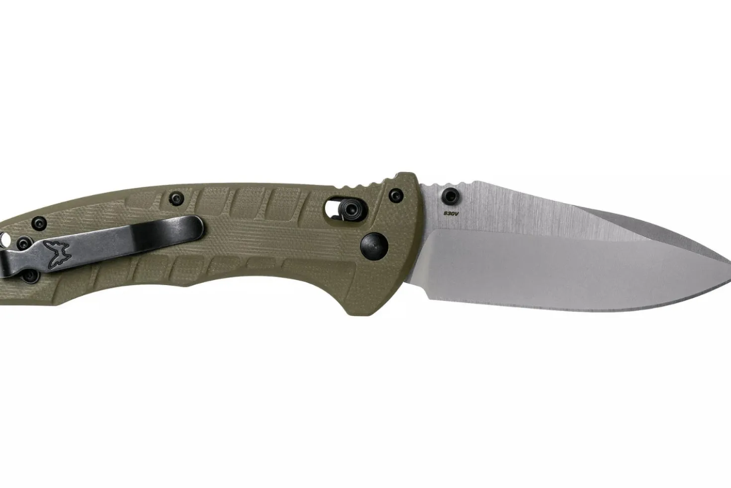 Couteau pliant Benchmade Turret Black 980SBK lame noire semi-dentée manche G10 vert olive 12cm